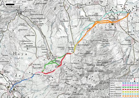 Mapa general del trayecto estudiado (dibujo A. López García).