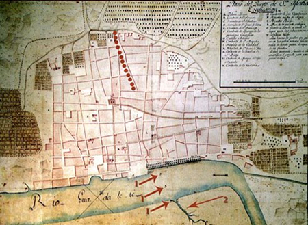 Mapa de 1728 del Puerto de Santa María (Servicio Geográfico del Ejército 939, copia AHMPSM).