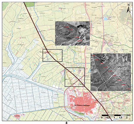 Octavo tramo a su paso por Los Palacios y Villafranca (elaboración propia).