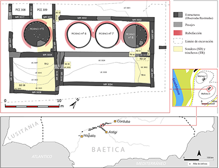 Localización del alfar de El Mohíno y planimetría de la batería de Mohíno 3 (elaborado a partir de González Tobar et al., 2018a y de González Tobar, 2022. LabEx Archimède ©).